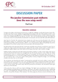 The Juncker Commission Past Midterm: Does the New Setup Work?