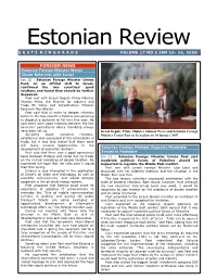 Estonian Review E E S T I R I N G V a a D E VOLUME 17 NO 2 JAN 10- 16, 2006