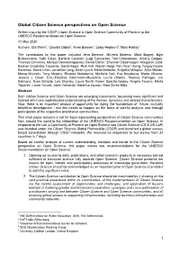 Global Citizen Science Perspectives on Open Science