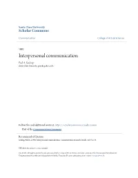 Interpersonal Communication Paul A