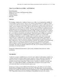 Open Access Initiatives in India - an Evaluation