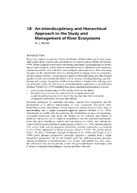 18 an Interdisciplinary and Hierarchical Approach to the Study and Management of River Ecosystems M