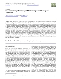 Conceptualizing, Observing, and Influencing Social–Ecological Transitions