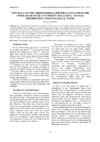 (DIPTERA) FAUNA from the UPPER ISKAR RIVER CATCHMENT (BULGARIA) – SPATIAL DISTRIBUTION and ECOLOGICAL NOTES Dimitriy Dashinov