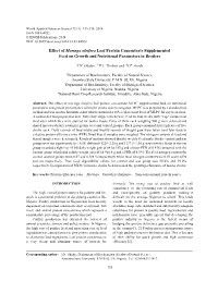Effect of Moringa Oleifera Leaf Protein Concentrate Supplemented Feed on Growth and Nutritional Parameters in Broilers