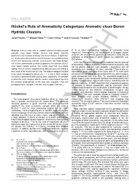 FULL PAPER Hückel's Rule of Aromaticity Categorizes
