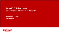 FY2020 Third Quarter Consolidated Financial Results
