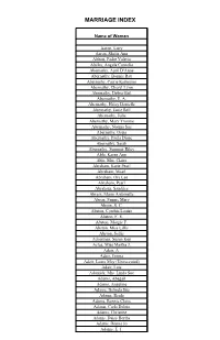 Marriage Index