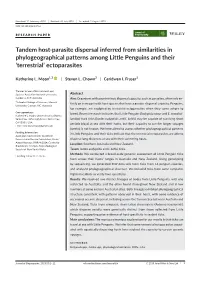 Tandem Host-Parasite Dispersal Inferred from Similarities in Phylogeographical Patterns Among Little Penguins and Their ‘Terrestrial’ Ectoparasites