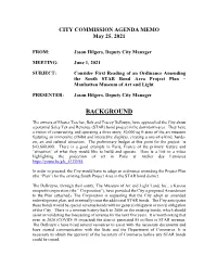 Amendment to the South Project Area Redevelopment Project Plan and Special Bond Project Plan for the Manhattan Downtown Redevelopment District