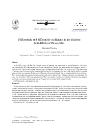Differentials and Differential Coefficients in the Eulerian