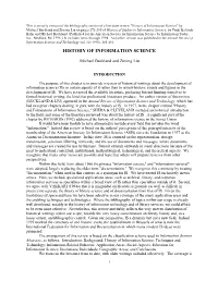 History of Information Science