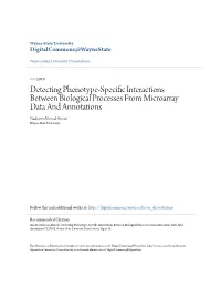 Detecting Phenotype-Specific Interactions Between Biological Processes from Microarray Data and Annotations