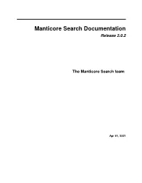 Manticore Search Documentation Release 3.0.2