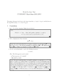 Mock In-Class Test COMS10007 Algorithms 2018/2019
