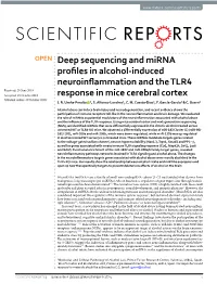 Deep Sequencing and Mirna Profiles in Alcohol-Induced