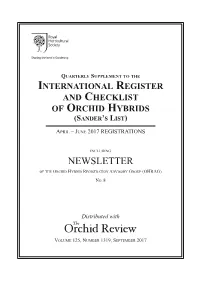 International Register and Checklist of Orchid Hybrids (Sander’S List)