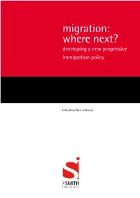 Migration: Where Next? Developing a New Progressive Immigration Policy