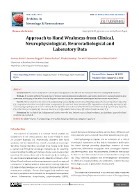 Approach to Hand Weakness from Clinical, Neurophysiological, Neuroradiological and Laboratory Data