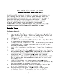 BI315- ANIMAL CELLS, TISSUES, and ORGANS Required Histology Slides – Fall 2010