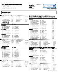 Day 2 Start Lists