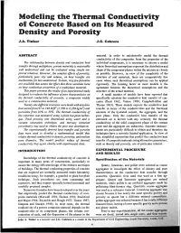 Modeling the Thermal Conductivity of Concrete Based on Its Measured Density and Porosity