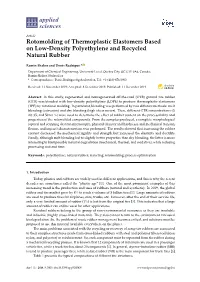 Rotomolding of Thermoplastic Elastomers Based on Low-Density Polyethylene and Recycled Natural Rubber