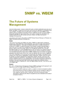 SNMP Vs. WBEM