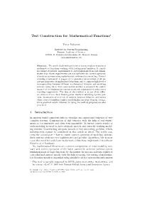 Test Construction for Mathematical Functions