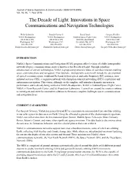 The Decade of Light: Innovations in Space Communications and Navigation Technologies