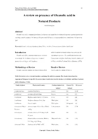 A Review on Presence of Oleanolic Acid in Natural Products