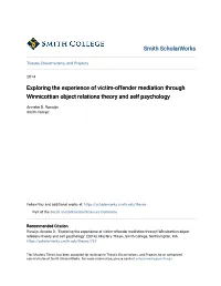 Exploring the Experience of Victim-Offender Mediation Through Winnicottian Object Relations Theory and Self Psychology