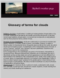 Glossary of Clouds Weather Terms