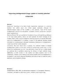 Improving Antidepressant Drugs: Update on Recently Patented