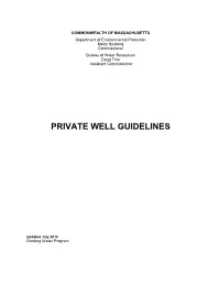 Private Well Guidelines