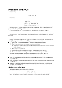 Problems with OLS Autocorrelation