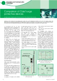 Comparison of Class 1 Surge Protective Devices