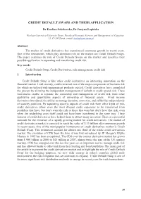 Credit Default Swaps and Their Application