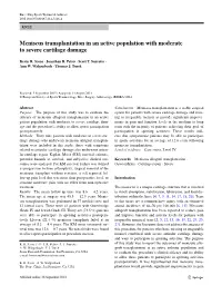 Meniscus Transplantation in an Active Population with Moderate to Severe Cartilage Damage