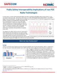 Public Safety Interoperability Implications of Non-P25 Radio Technologies