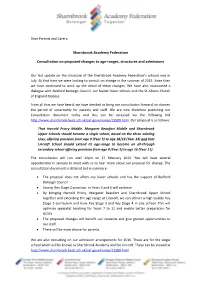 Sharnbrook Academy Federation Consultation on Proposed Changes to Age-Ranges, Structures and Admissions