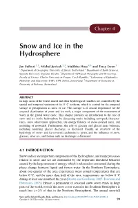 Snow and Ice in the Hydrosphere