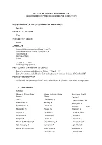 Technical Specifications for the Registration of the Geographical Indication