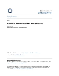 The Book of Numbers at Qumran: Texts and Context