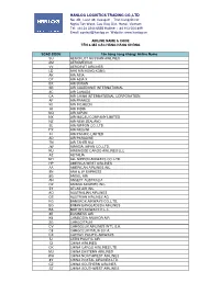 Airline Name & Code Tên & Mã Các Hãng Hàng Không