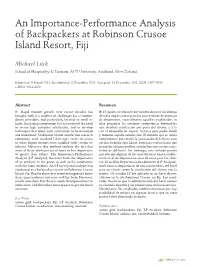 An Importance-Performance Analysis of Backpackers at Robinson Crusoe Island Resort, Fiji