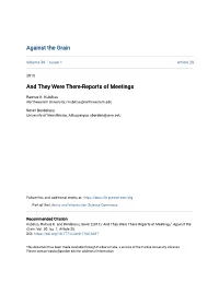 And They Were There-Reports of Meetings