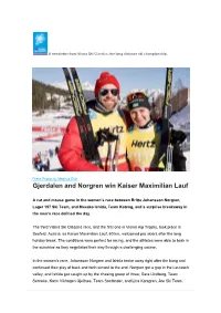 Gjerdalen and Norgren Win Kaiser Maximilian Lauf