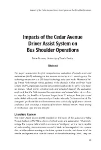 Impacts of the Cedar Avenue Driver Assist System on Bus Shoulder Operations