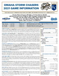 Omaha Storm Chasers 2021 Game Information